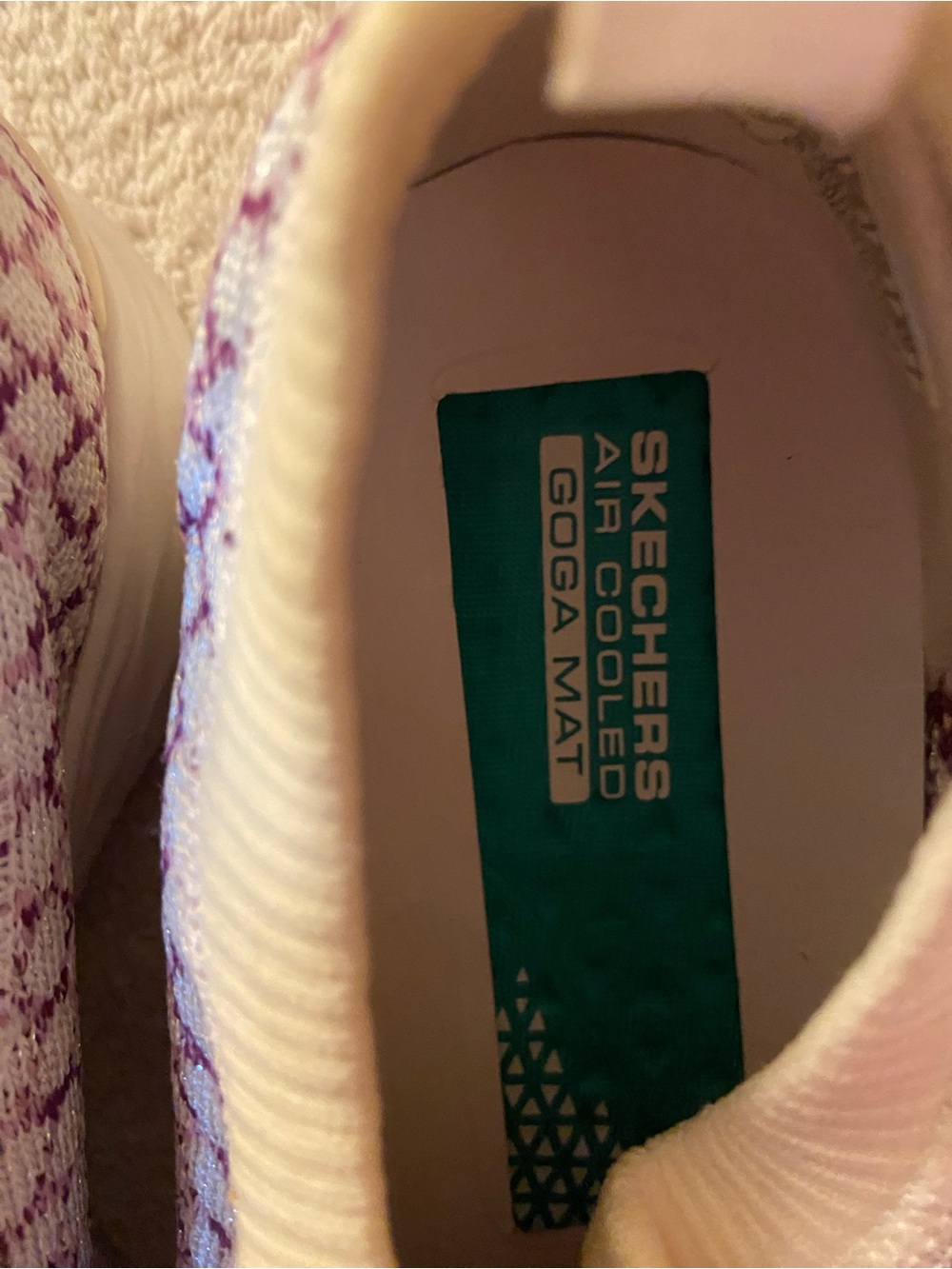 Skechers Slip-On Knit Sneakers in Cream & Wine-Pattern - Picture 6 of 9